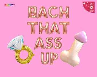 Bachelorette Party decorations favors | Bach That Ass Up Balloon Banner | Boujee Bachelorette Decor | Ring Balloon