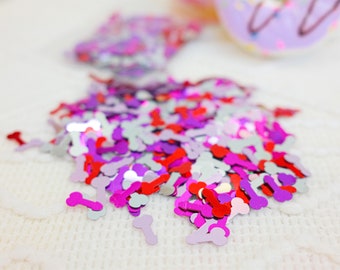 Multi-Colored Penis Confetti | Red,Purple,Silver Bachelorette Party Decoration | Penis Pecker Party Decorations