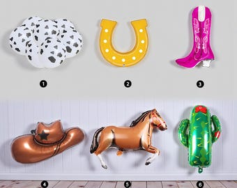 Rodeo Cowboy Cowgirl Balloon Set: Western Baby Shower Bachelorette Boots Hat Party Decor
