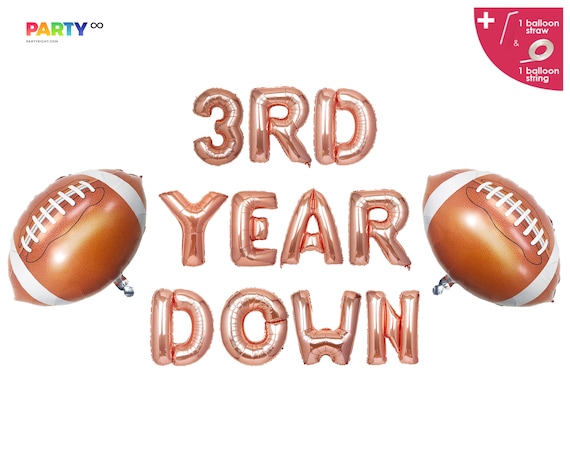 3rd Year Down Banner with football balloon | Football Themed 3rd Birthday Party Decorations | 3rd Down 3rd Birthday Football Theme Il_570xn