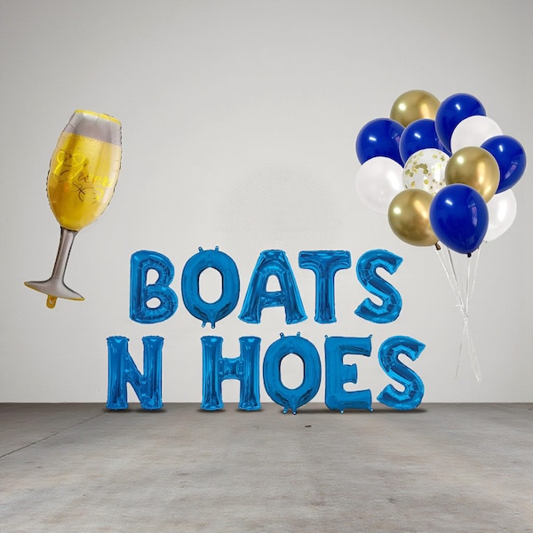 Boats N Hoes Balloon Banner: Nauti Bachelorette Party Decor Nautical Party Backdrop