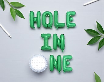 Pancarta de cumpleaños con hoyo en uno: Decoración con globos para fiesta de golf