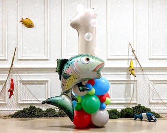 OFISHally One Balloon Tower: First Birthday The Big One Little Fisherman Gone Fishing Decor
