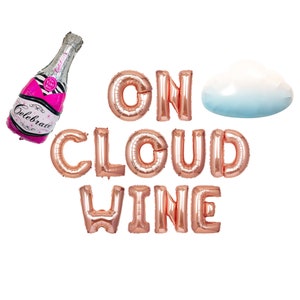 On Cloud Wine Balloon Banner | Bubbly Bar Banner | Mimosa Bar Decorations Vino Bachelorette Party | Rosé Themed Bridal Shower