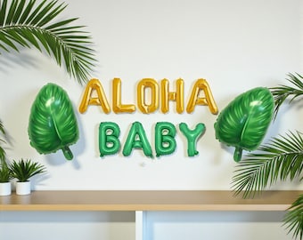 Aloha Baby Balloon Banner: Tropical Luau Party Hawaiian Beach Summer Birthday Bachelorette Decor