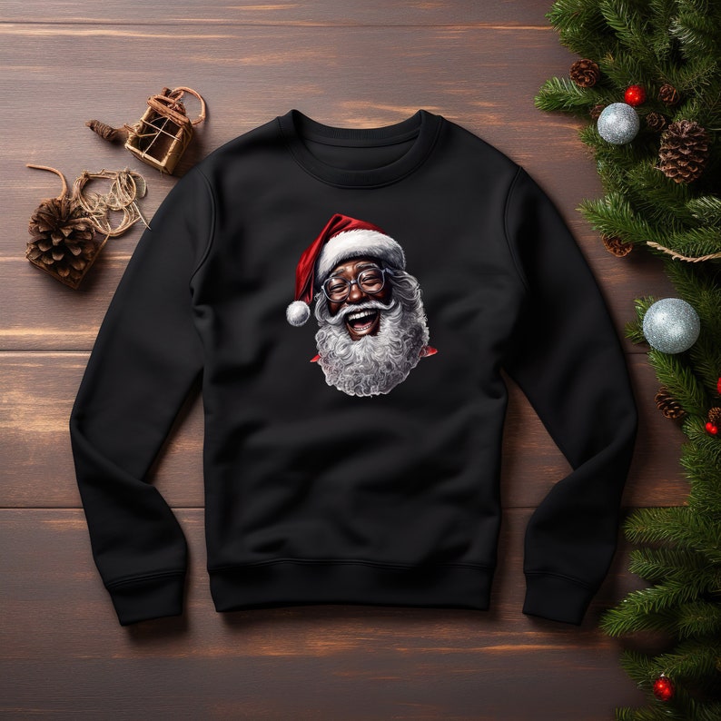 Black Retro Santa Sweatshirt Christmas Gift For Him Her Black
