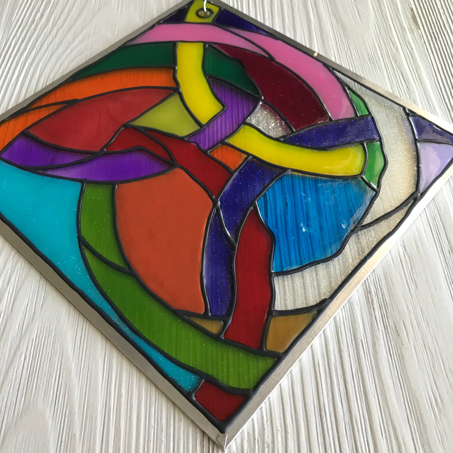 Stained Glass Art Panel 8 Abstract Wall art Window Etsy