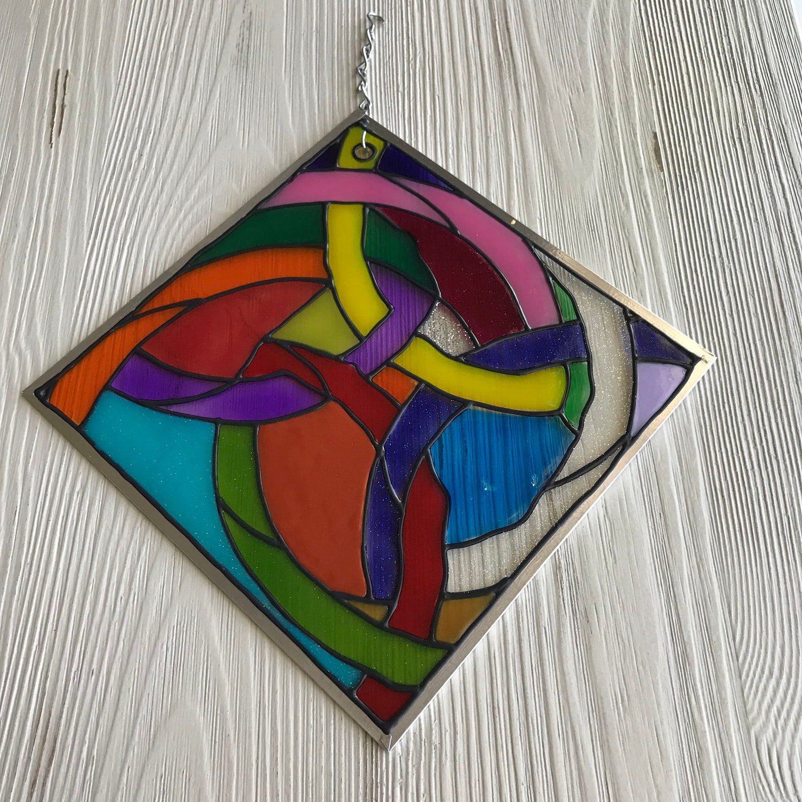 Stained Glass Art Panel 8 Abstract Wall art Window | Etsy