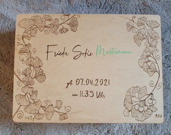 Geschenkkiste aus Holz zur Geburt / Hochzeit / Jugendweihe / Geburtstag