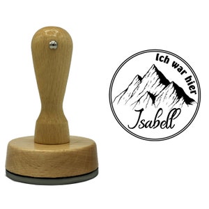 Berggipfelkreuz Stempel | 60 mm runder haltbarer Stempel | Holzgriffstempel | Berg-Logo-Stempel | Runder handgemachter Stempel | Holzstempel