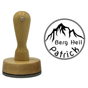 Gipfelkreuz Stempel - Mountain "Berg Heil" personalisiert mit Name 60 mm rund