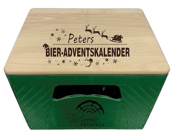 Adventskalender Männer, Bier Adventskalender mit Name zum befüllen, Holz Bierbank, Weihnachten, Bierkastensitz, Geschenke für Männer