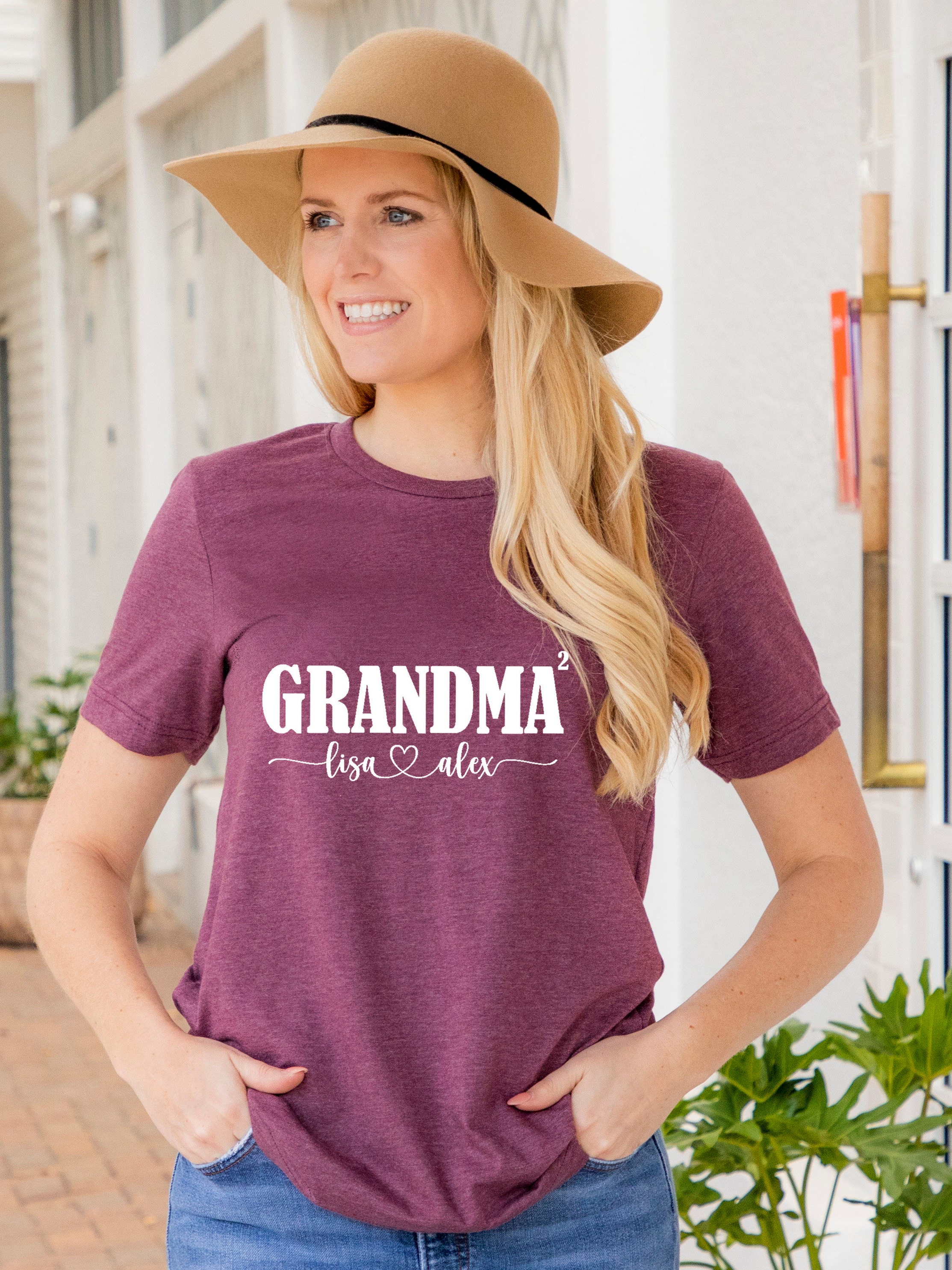 Grandma Shirt With Grandkids Names2 Grandchildren | Etsy