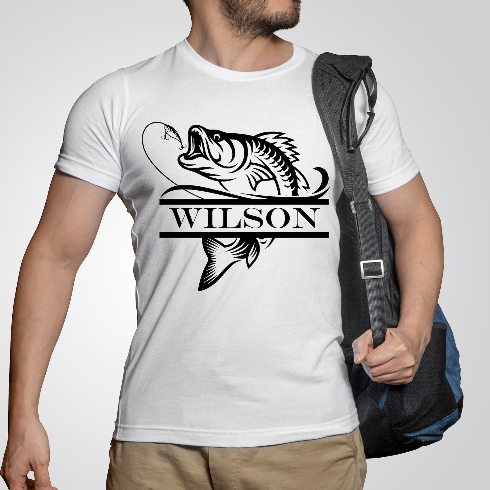 Personalized Fishing TShirtBass split monogram fishing Etsy