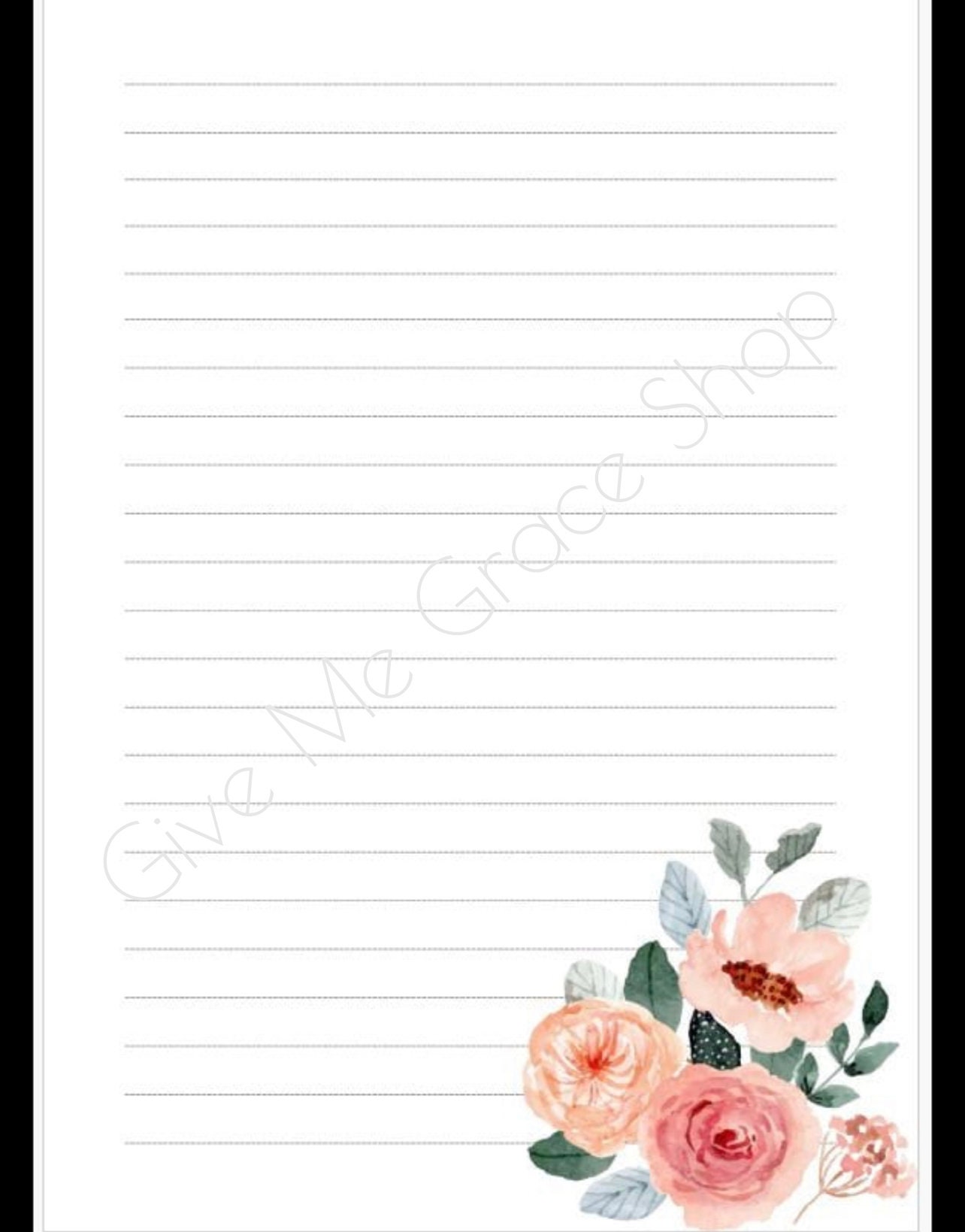Floral Note Pages, Printable Stationery, Fancy Paper, Printable Paper