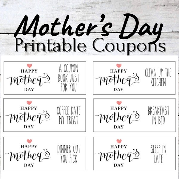 Printable Mother’s Day Coupons, Mother’s day gift for best mom, Mothers Love Coupons, Happy Mother’s day Digital Download