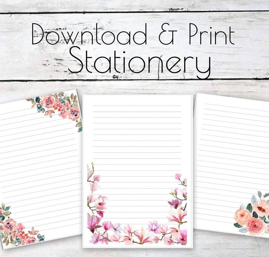 Floral Note Pages, Printable Stationery, Fancy Paper, Printable Paper ...