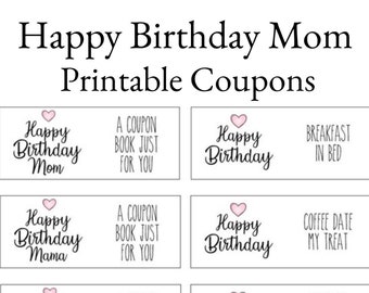 Druckbare alles Gute zum Geburtstag Mama Mama oder Mama Gutscheine, digitale alles Gute zum Geburtstag Mama Geschenk, Mama Gutscheine, feiern Mama Geburtstag digitalen Download
