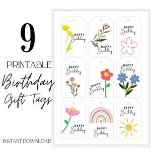 Herzlichen Glückwunsch zum Geburtstag Tags, 9 Geburtstag Tags - Regenbogen Geburtstag, Geburtstag Party Anhänger, Happy Birthday, Sofort download