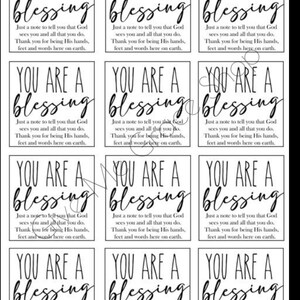 Printable You Are a Blessing Cards, Blessing Cards, Thank You Notes ...