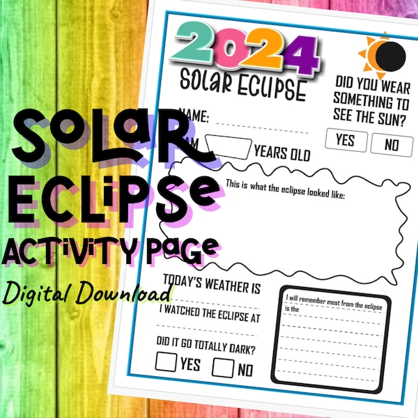 Solar Eclipse 2024 Activity, Solar Eclipse Coloring Pages, Kid’s Activity Pages, Solar Eclipse Keepsake, Solar Eclipse For Kids