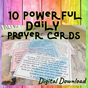 DIGITAL 10 Daily Prayer Cards INSTANT DOWNLOAD, Pray Prayers Printable Morning Prayers Daily Devotional Prayers, Bible cards