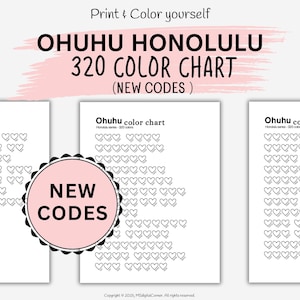 320 Ohuhu Honolulu color chart | DIY swatch chart | Digital files | Printable Color Chart 320 Ohuhu Honolulu | color chart