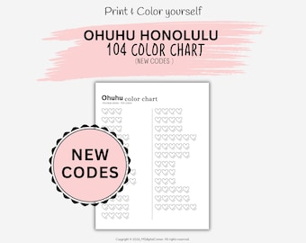 104 Ohuhu Honolulu color chart | DIY swatch chart | Digital files | Printable Color Chart 104 Ohuhu Honolulu | color chart