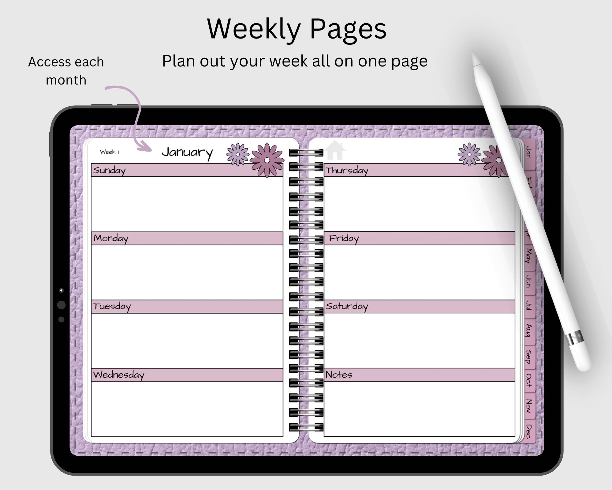 Undated Purple Digital Planner Goodnotes Planner Notability - Etsy