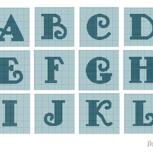 Padrão de letras de crochê, gráfico de letras de crochê, gráfico de letras, travesseiro de monograma, travesseiro de lance de crochê, padrão de crochê de caixa superior
