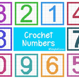 Patrón de números de crochet, tabla de números de crochet, gráfico de números, almohada de tiro de crochet, patrón de crochet de números