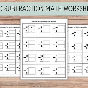 1–10 Subtraction Practice Worksheets | Kindergarten & 1st Grade Math Printable | Early Learning Activity PDF