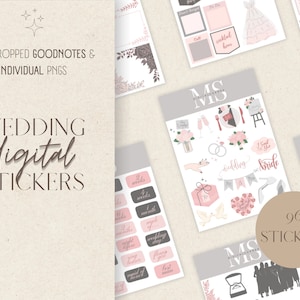 Wedding Digital Stickers, Digital Planner Stickers, Goodnotes Stickers, Pre-cropped Stickers, PNG, Scrapbook Stickers, Craft Stickers