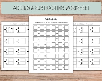 Printable Adding & Subtracting Worksheets | Math Practice for Kids, Elementary School Math, Instant Digital Download