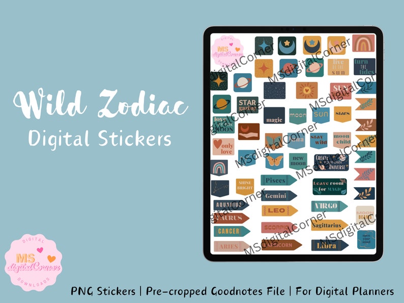 Zodiac Digital Stickers,goodnotes Stickers,png,precropped Stickers