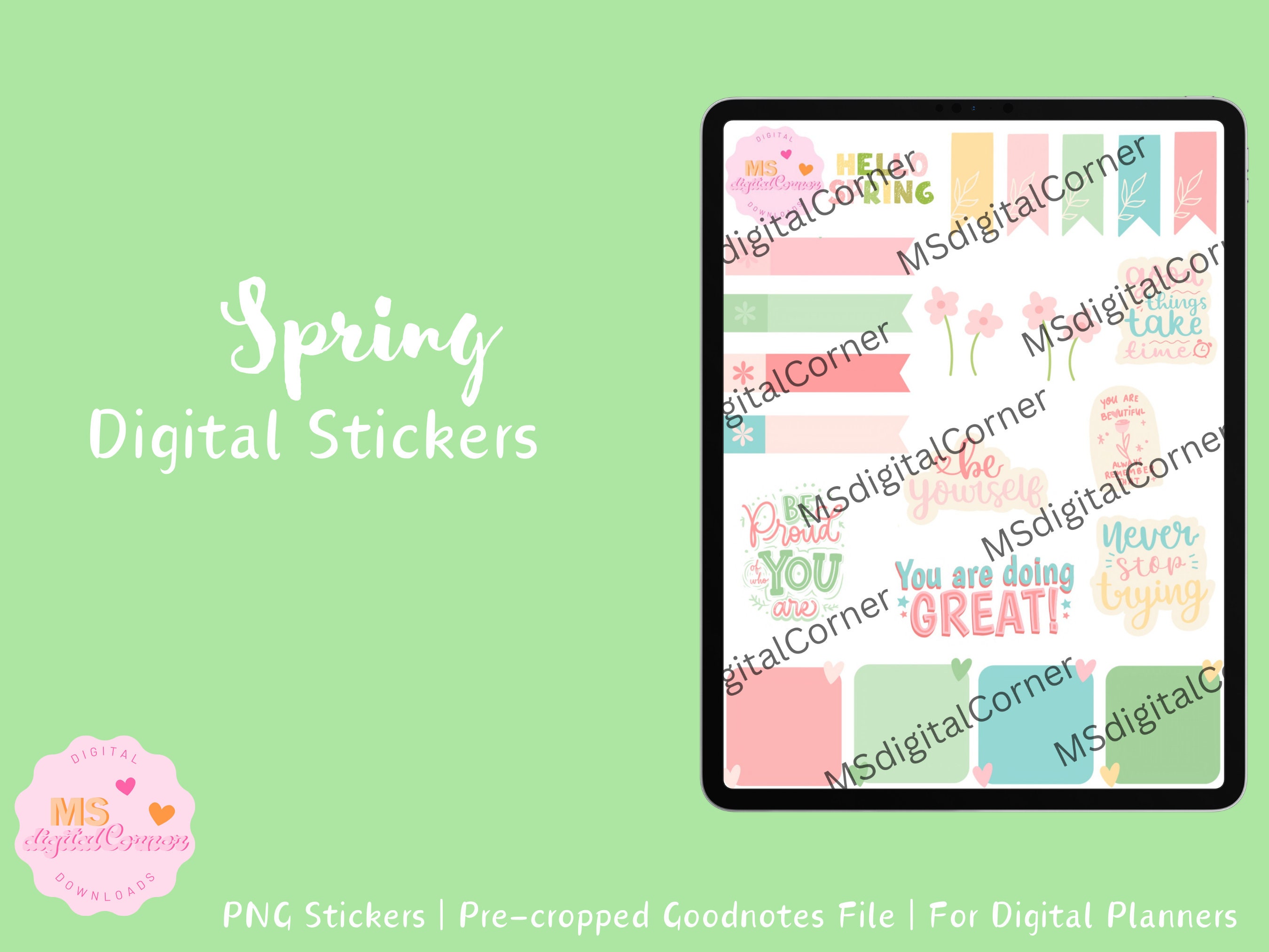 Digital Spring Sticker Sheets Spring Digital Stickers, Digital Planner Stickers, Goodnotes Stickers ...
