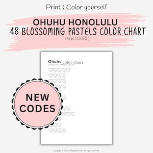 48 Blossoming Pastels Ohuhu Honolulu color chart | DIY swatch chart | Digital files | Printable Color Chart 48 Ohuhu Honolulu | color chart