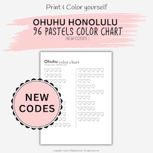 96 Pastels Ohuhu Honolulu color chart | DIY swatch chart | Digital files | Printable Color Chart 96 Ohuhu Honolulu | color chart