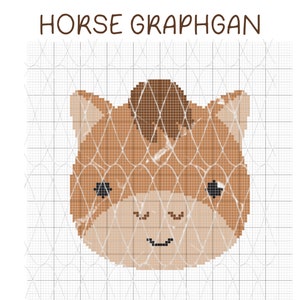 Grafico a forma di cavallo all&#39;uncinetto, Gaphghan all&#39;uncinetto, punto basso, modello afgano
