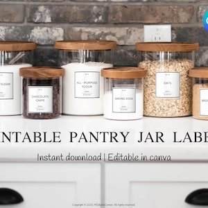 Pantry Labels Template, Modern Minimalist Spice Jar Label, Jar Label, Spice Labels, DIY Spice Label, Download, Editable, Printable