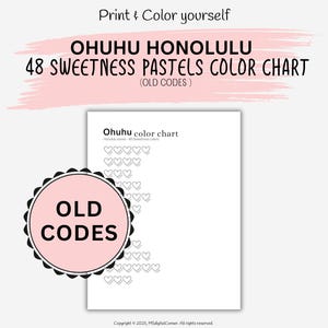 48 Sweetness Pastels Ohuhu Honolulu color chart | DIY swatch chart | Digital files | Printable Color Chart 48 Ohuhu Honolulu | color chart