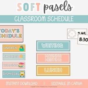Classroom Schedule,Editable Classroom Printables,Soft Pastel Cute Classroom,Canva Templates,Editable Template,Editable Canva Template