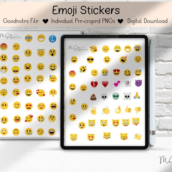 Emoji Digital Stickers,Goodnotes Stickers,Pre-cropped Stickers,PNG Stickers,Scrapbook Stickers,Craft Stickers