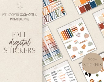 Fall Digital Stickers | Digital Planner Stickers | Goodnotes Stickers | Pre-cropped Stickers | PNG Stickers | Ipad Stickers