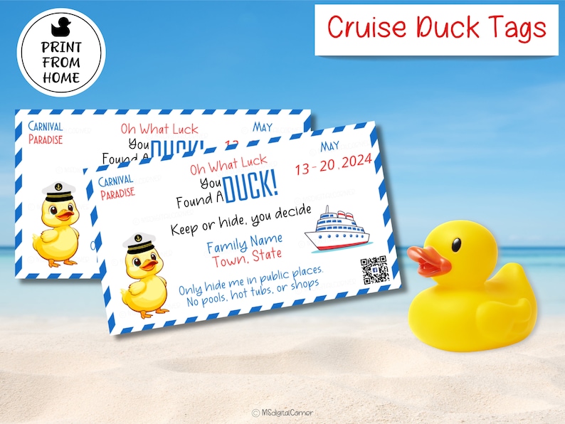 Cruise Duck Tags,Custom Cruise Duck Tags,Tags Personalized,Cruise Ship Rubber Duck Game,Duck Tags image 1