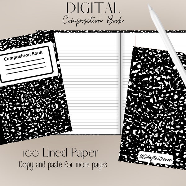 Digital Composition Notebook,Digital Student Notebook,Digital Notebook GoodNotes, Digital Journal, Digital Planning, Notability, GoodNotes