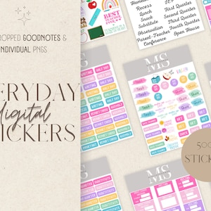 Leraar digitale stickers, Goodnotes stickers, voorgesneden stickers, PNG, plakboekstickers, ambachtelijke stickers, schoolstickers, thuisschoolstickers