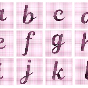 Padrão de letras de crochê, gráfico de letras de crochê, gráfico de letras, almofada de monograma, almofada de crochê, padrão de crochê de letras minúsculas
