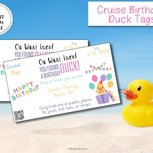 Etiquetas de pato de cumpleaños de crucero, etiquetas de pato de crucero personalizadas, etiquetas personalizadas, juego de pato de goma de crucero, etiquetas de pato