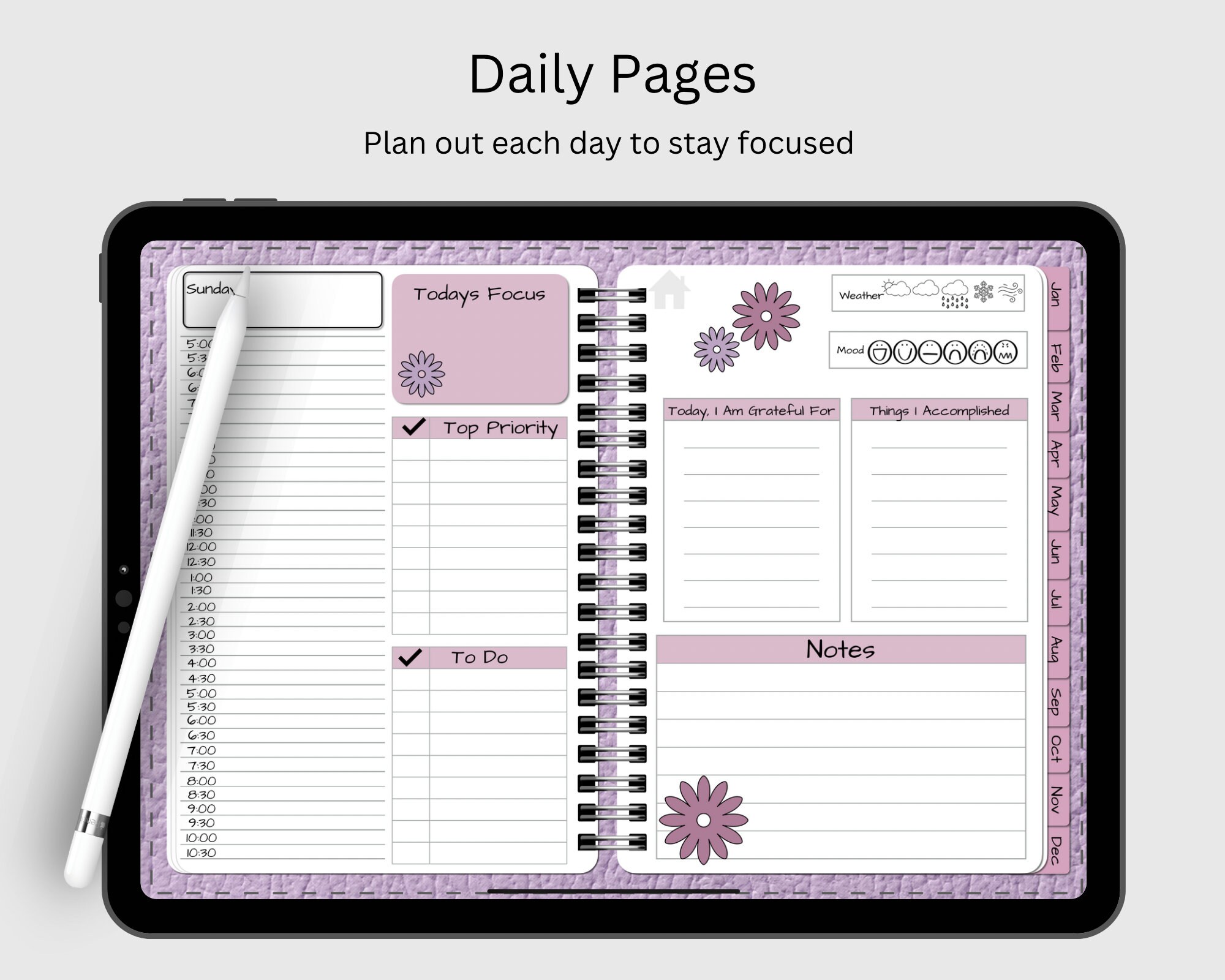 Undated Purple Digital Planner Goodnotes Planner Notability - Etsy
